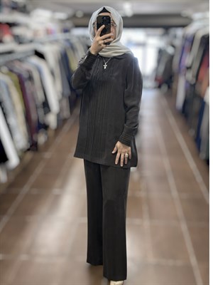 Miss Dalida T26Y-6023 Triko Yakalı Cupro Tunik - Cacao
