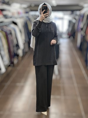 Miss Dalida T26Y-6023 Triko Yakalı Cupro Tunik - Cacao