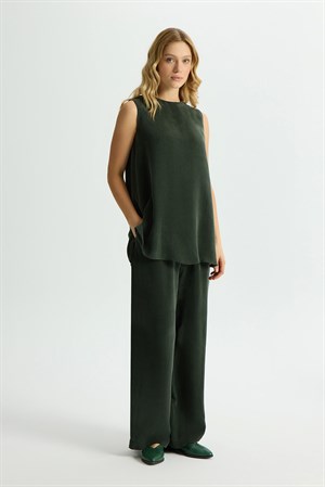 Miss Dalida T26Y-7003 Bol Paça Basic Cupro Pantolon - Khaki