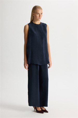 Miss Dalida T26Y-7003 Bol Paça Basic Cupro Pantolon - DARK NAVY