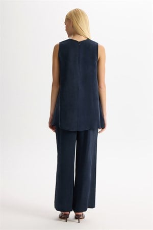 Miss Dalida T26Y-7003 Bol Paça Basic Cupro Pantolon - DARK NAVY