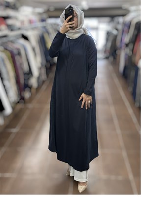 Miss Dalida T26Y-8002 Gizli Patlı Düz Renk Triko Kap - Dark Navy
