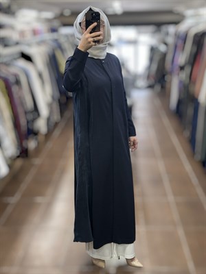 Miss Dalida T26Y-8002 Gizli Patlı Düz Renk Triko Kap - Dark Navy