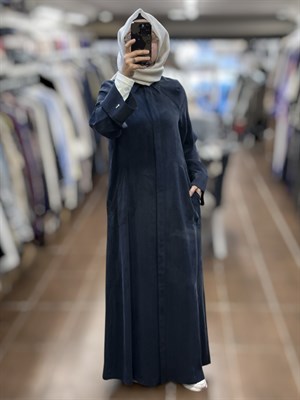 Miss Dalida T26Y-8003 Nakış Detaylı Cupro Kap - Dark Navy