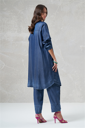 MissWhence 35001 TENCEL GÖMLEK - Lacivert