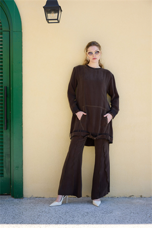 MissWhence 35023 İpek Tunik - Kahverengi