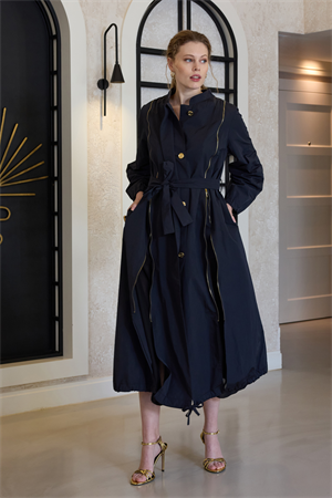 MissWhence 35503 Fermuar Detaylı Trençkot - Siyah