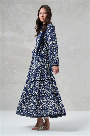 MissWhence 35804 Desenli Elbise - Lacivert