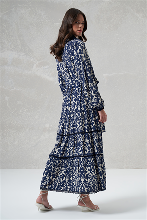 MissWhence 35804 Desenli Elbise - Lacivert