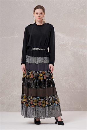 MissWhence 35906 Patchwork Etek - Siyah
