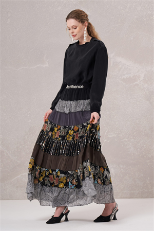 MissWhence 35906 Patchwork Etek - Siyah
