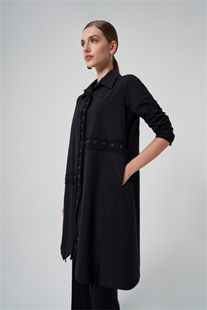 MissWhence 36412 Çıtçıtlı Gömlek Kap - Siyah