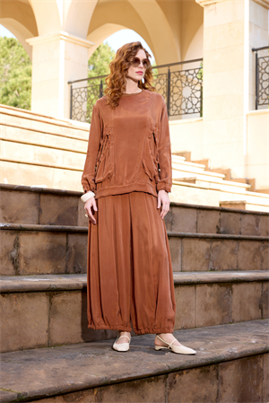 MissWhence 37014 Tunik Takım - Kahverengi