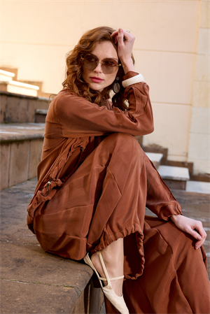 MissWhence 37014 Tunik Takım - Kahverengi