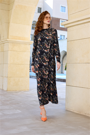 MissWhence 37830 Elbise - Siyah Baskılı