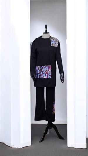 MODAL TUNİK PANTOLON TAKIM - SİYAH