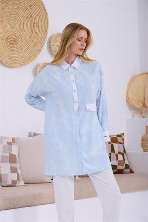 MOODBASIC ÇİZGİ DESENLİ GÖMLEK - MAVİ