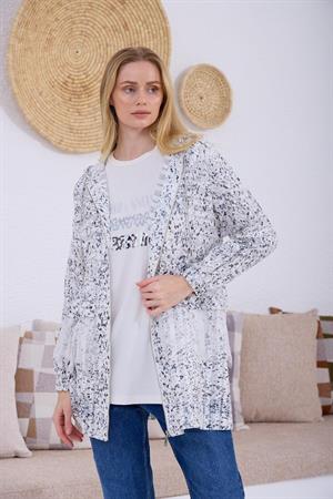 Moodbasic Dantel Detaylı Desenli Takım - Ekru