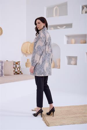 MOODBASIC DESENLİ SERPME TAŞLI TRENCH - BEJ
