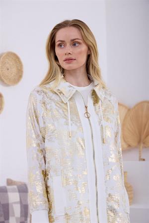 MOODBASIC GOLD BASKILI DESENLİ KETEN KAP - EKRU