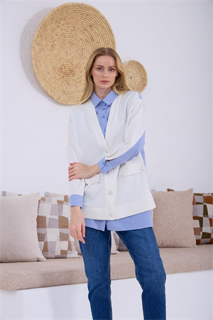 MOODBASIC HIRKA GÖRÜNÜMLÜ DÜĞMELİ TUNİK - MAVİ