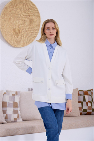 MOODBASIC HIRKA GÖRÜNÜMLÜ DÜĞMELİ TUNİK - MAVİ