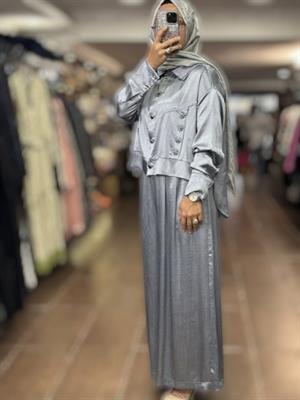 Moodbasic  İPEK SATEN BOL PANTOLONLU TAKIM - 