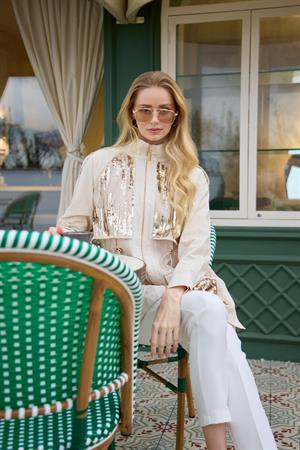 Moodbasic Marwa Gold Payet Detaylı Cupra Trench - Bej