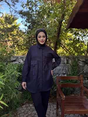 Moodbasic MB11.295 TAŞLI SÜET GÖMLEK - LACİVERT