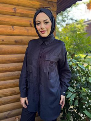 Moodbasic MB11.295 TAŞLI SÜET GÖMLEK - LACİVERT