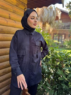 Moodbasic MB11.295 TAŞLI SÜET GÖMLEK - LACİVERT