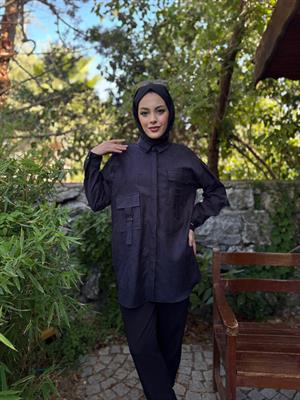 Moodbasic MB11.295 TAŞLI SÜET GÖMLEK - LACİVERT