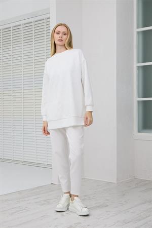 Moodbasic MB21.289 KABARTMA DESENLİ SCUBA TUNİK - EKRU