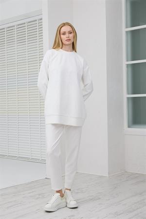 Moodbasic MB21.289 KABARTMA DESENLİ SCUBA TUNİK - EKRU