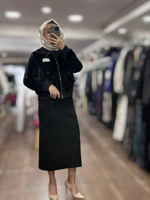 ON FASHION 26K.ON.MNT.66720.01 SAKALLI CEP DETAYLI MONT - SİYAH
