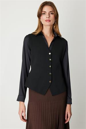 ON FASHION 26K.ON.YLK.66915.01 DÜĞMELİ V YAKA YELEK - SİYAH