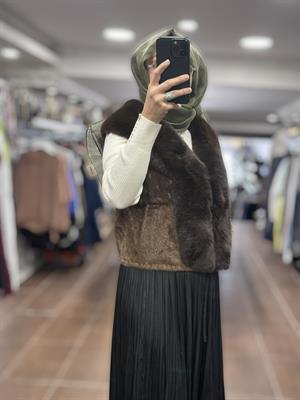 ON FASHION 26K.YLK.60916 KÜRK YELEK - KAHVE