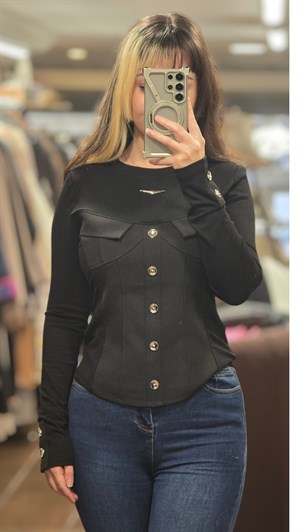 ON FASHION 26Y.ON.BLZ.70365.01 BLUZ * SİYAH