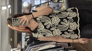 ON FASHION 26Y.ON.BLZ.70476.01 NAKIŞ İŞLEMELİ BLUZ-SİYAH