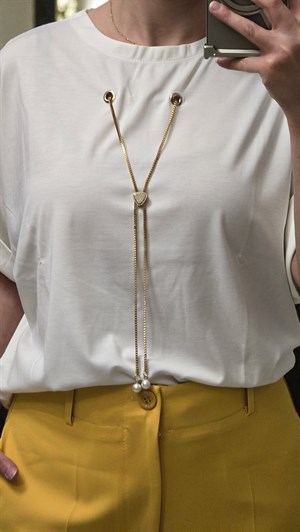 ON FASHION 26Y.ON.BLZ.71379.01 ZİNCİR AKSESUARLI DOUBLE KOL BLUZ - EKRU