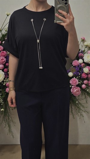 ON FASHION 26Y.ON.BLZ.71379.01 ZİNCİR AKSESUARLI DOUBLE KOL BLUZ - SİYAH