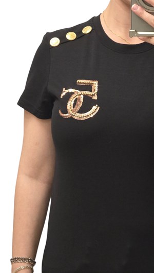 ON FASHION 26Y.ON.BLZ.76609.01 OMUZLARI DÜĞMELİ KISA KOL BLUZ - SİYAH
