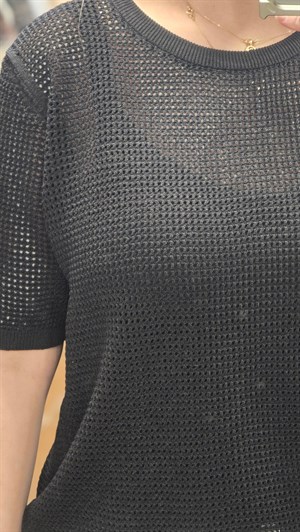 ON FASHION 26Y.ON.BLZ.79307.01 SIFIR YAKA KISA KOL BLUZ - SİYAH
