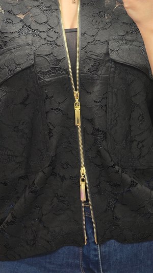 ON FASHION 26Y.ON.CKT.76505.01 DANTELLİ KISA KOL CEKET - SİYAH