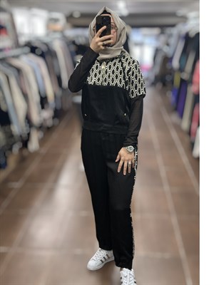 ON FASHION 26Y.ON.ESF.76347.01 ALT YANLARI DESENLİ BİLEK BOY EŞF - SİYAH