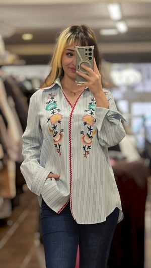 ON FASHION 26Y.ON.GML.70325.01 NAKIŞLI GÖMLEK - MAVİ
