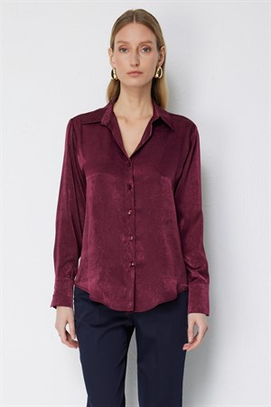 ON FASHION 26Y.ON.GML.74326.01 SATEN UZUN KOL GÖMLEK - BORDO
