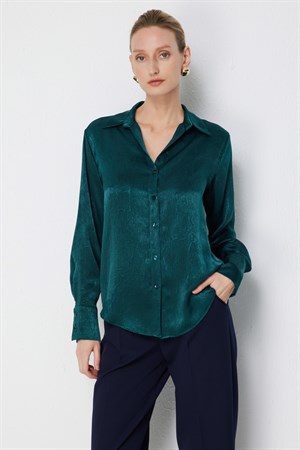 ON FASHION 26Y.ON.GML.74326.01 SATEN UZUN KOL GÖMLEK - PETROL