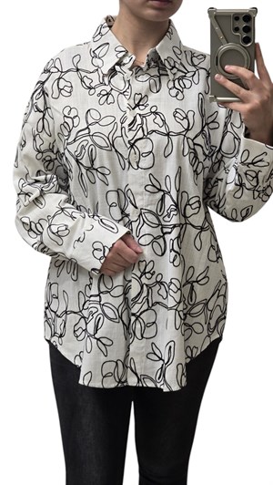 ON FASHION 26Y.ON.GML.76611.01 DANTELİ YAPRAK DETAYLI UZUN GÖMLEK - BEYAZ