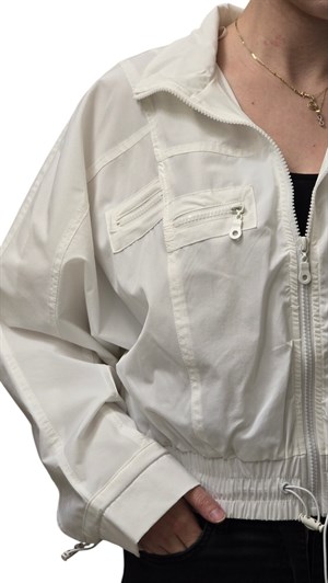 ON FASHION 26Y.ON.MNT.76707.01 BELİ LASTİKLİ PARAŞÜT KUMAŞ CEKET - EKRU